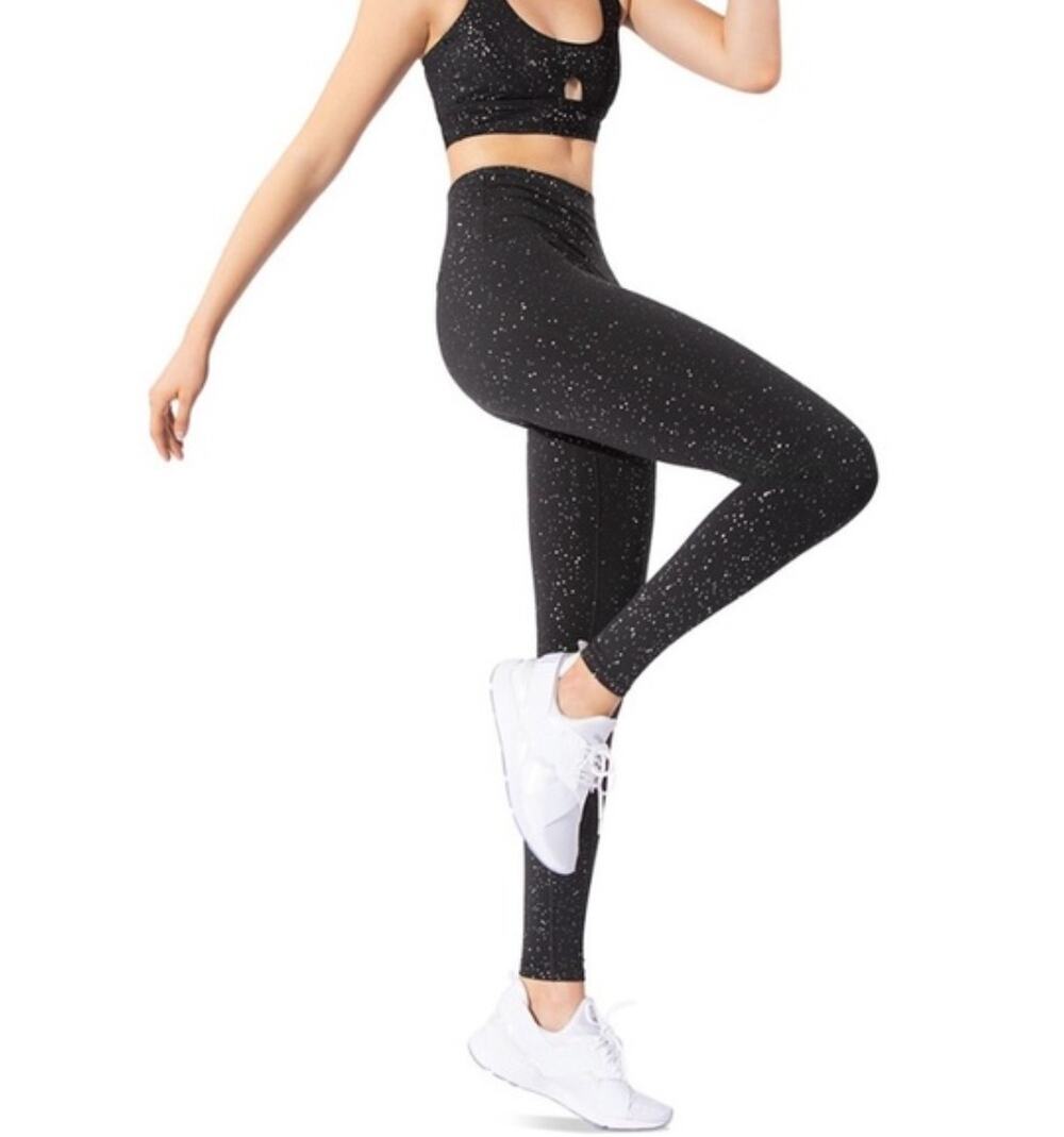 WITH Wear It To Heart Black Silver Freckle Dot High Rise Legging Small S